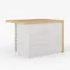 1270mm Modern Kitchen Island Natural Laminate & 2 Counter Stools Set Storage Cabinet