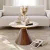 Sculra 711 mm Round Walnut Travertine Sintered Stone Top Coffee Table