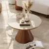 Sculra 711 mm Round Walnut Travertine Sintered Stone Top Coffee Table