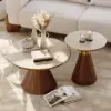 Sculra 711 mm Round Walnut Travertine Sintered Stone Top Coffee Table