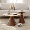 Sculra 711 mm Round Walnut Travertine Sintered Stone Top Coffee Table