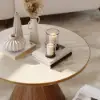 Sculra 711 mm Round Walnut Travertine Sintered Stone Top Coffee Table