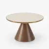Sculra 711 mm Round Walnut Travertine Sintered Stone Top Coffee Table