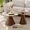 Sculra 2 Piece Set Round Walnut Travertine Sintered Stone Top Coffee Table (508 mm - 711 mm)