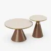Sculra 2 Piece Set Round Walnut Travertine Sintered Stone Top Coffee Table (508 mm - 711 mm)