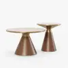 Sculra 2 Piece Set Round Walnut Travertine Sintered Stone Top Coffee Table (508 mm - 711 mm)