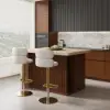 1270mm Modern Kitchen Island Walnut Laminate & 2 Counter Stools Set Storage Cabinet – AUD-H2277