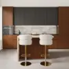 1270mm Modern Kitchen Island Walnut Laminate & 2 Counter Stools Set Storage Cabinet – AUD-H2277