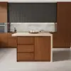 1270mm Modern Kitchen Island Walnut Laminate & 2 Counter Stools Set Storage Cabinet – AUD-H2277