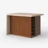 1270mm Modern Kitchen Island Walnut Laminate & 2 Counter Stools Set Storage Cabinet – AUD-H2277