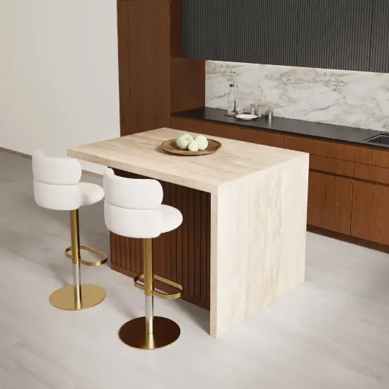 1270mm Modern Kitchen Island Walnut Laminate & 2 Counter Stools Set Storage Cabinet – AUD-H2278