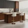 1830mm Modern Kitchen Island Walnut Laminate & 2 Counter Stools Set Storage Cabinet – AUD-H2279