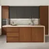 1830mm Modern Kitchen Island Walnut Laminate & 2 Counter Stools Set Storage Cabinet – AUD-H2280
