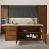 1830mm Modern Kitchen Island Walnut Laminate & 2 Counter Stools Set Storage Cabinet – AUD-H2280