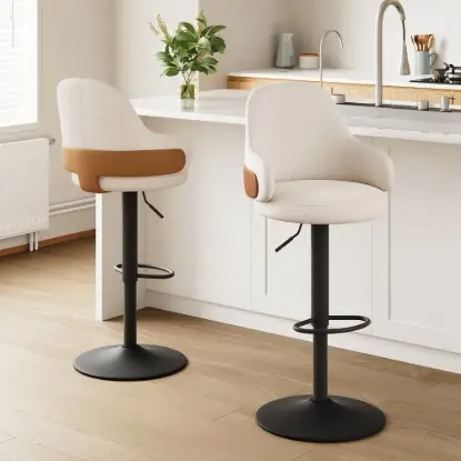 Modern Velvet Upholstered Adjustable Swivel Counter Stool & Bar Stool, 4 Pieces