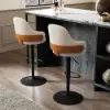 Modern Velvet Upholstered Adjustable Swivel Counter Stool & Bar Stool, 6 Pieces