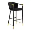 Cranis Black Velvet Bar Stool with Upholstered, 8 Pieces