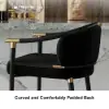 Cranis Black Velvet Bar Stool with Upholstered, 8 Pieces