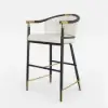Cranis Beige Velvet Counter Stool with Upholstered, 2 Pieces