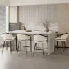 Cranis Beige Velvet Counter Stool with Upholstered, 6 Pieces