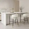 Cranis Beige Velvet Counter Stool with Upholstered, 8 Pieces