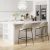 Linenic Light Grey PU Leather Counter Stool with Upholstered, 4 Pieces