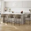 Linenic Light Grey PU Leather Counter Stool with Upholstered, 6 Pieces