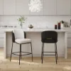 Linenic Black PU Leather Counter Stool with Upholstered, 2 Pieces