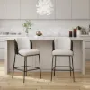Linenic Black PU Leather Counter Stool with Upholstered, 2 Pieces