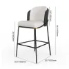 Linenic Black PU Leather Counter Stool with Upholstered, 2 Pieces