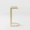 Modern Off-White PU Leather Counter Stool Stainless Steel Gold Frame Set of 2