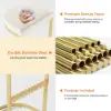 Modern Off-White PU Leather Counter Stool Stainless Steel Gold Frame Set of 2