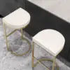 Modern Off-White PU Leather Counter Stool Stainless Steel Gold Frame Set of 8
