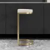 Modern Off-White PU Leather Counter Stool Stainless Steel Gold Frame Set of 8