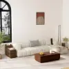 Modern 889 mm Narrow Travertine Stone End Table with USB & Storage
