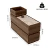 Modern 889 mm Narrow Travertine Stone End Table with USB & Storage