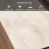 Modern 889 mm Narrow Travertine Stone End Table with USB & Storage