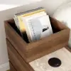 Modern 889 mm Narrow Travertine Stone End Table with USB & Storage