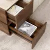 Modern 889 mm Narrow Travertine Stone End Table with USB & Storage