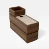 Modern 889 mm Narrow Travertine Stone End Table with USB & Storage