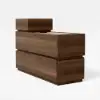 Modern 889 mm Narrow Travertine Stone End Table with USB & Storage