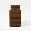 Modern 889 mm Narrow Travertine Stone End Table with USB & Storage