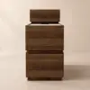 Modern 889 mm Narrow Travertine Stone End Table with USB & Storage