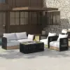 Costra 4-Piece Outdoor Rope Weave Swivel Sofa Set with Coffee Table in Black for 4