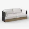 Costra 4-Piece Outdoor Rope Weave Swivel Sofa Set with Coffee Table in Black for 4