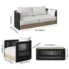 Costra 4-Piece Outdoor Rope Weave Swivel Sofa Set with Coffee Table in Black for 4