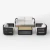 Costra 4-Piece Outdoor Rope Weave Swivel Sofa Set with Coffee Table in Black for 4