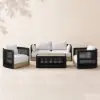 Costra 4-Piece Outdoor Rope Weave Swivel Sofa Set with Coffee Table in Black for 4