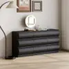 Humply 150 cm Black Leather 9-Drawer Dresser