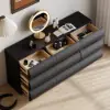 Humply 150 cm Black Leather 9-Drawer Dresser